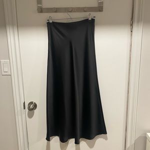 Black midi satin skirt